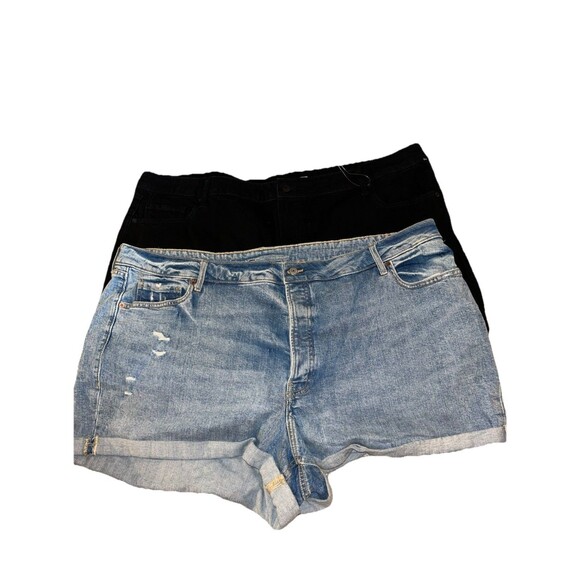 Old Navy Plus Size 26 Shorts Lot Of 2 High‎ Rise OG Straight Black Blue - Picture 1 of 11